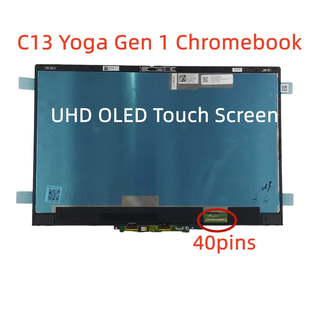 For Lenovo ThinkPad C13 Yoga Gen 1 Chromebook Touch Screen LCD Assembly 5M10Z54438 ATNA33TP06-0 SD10W9016 UHD OLED 40PIN Display