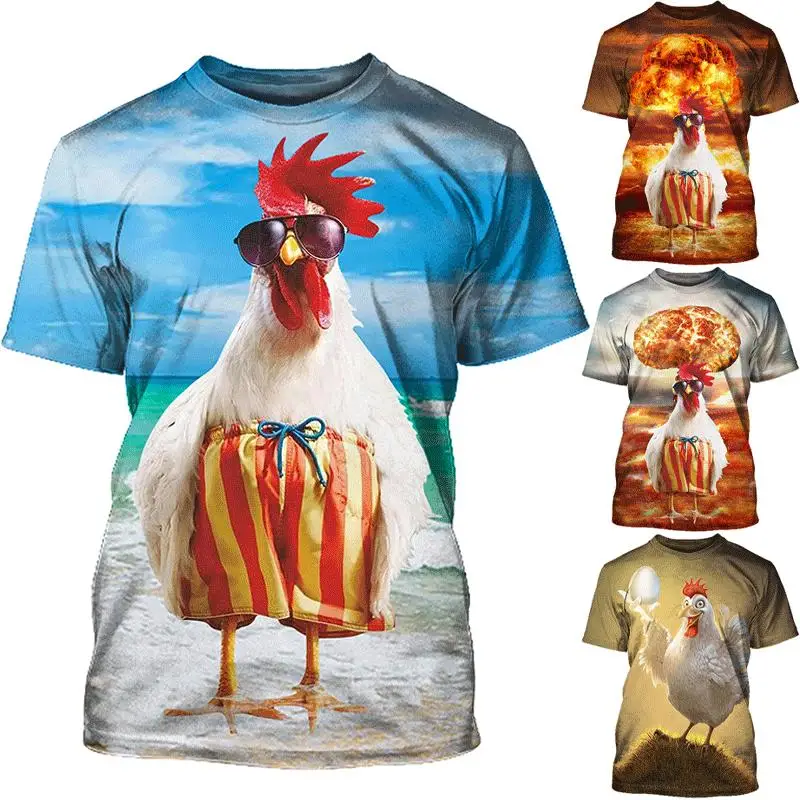 New Arrivals Summer Men's TShirt Funny 3D Chicken Printed T-Shirt Fashion Casual Unisex Beach Breathable Short Sleeve Tees Tops