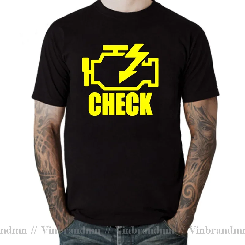 Auto Repair Check Engine Light T-Shirt Funny Birthday Gift For Men Daddy Father Husband Short Sleeve Cotton T Shirt Tee