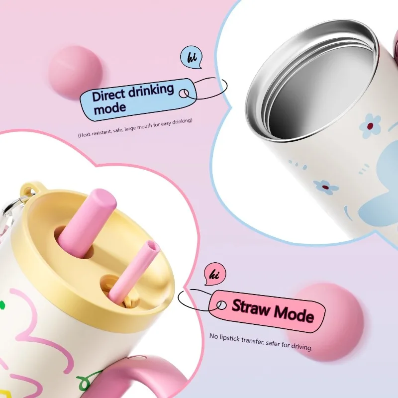 COOKER KING Spot Goods Vacuum Cup Thermal Mug Straw Insulated Ice Cup Car Thermal Mug with Handle Stylish Insulated Coffee Cup