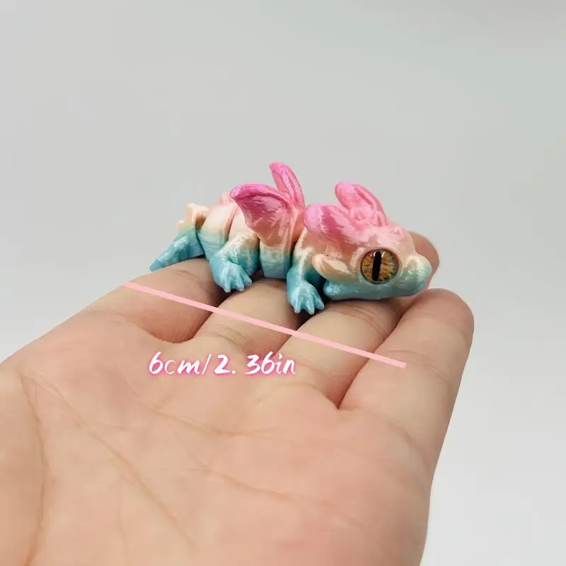 3D Printed Mini Flying Dragon Figures Animal Toys Multi-Joint Movable Simulation Eyes Fidget Toy Home Accessories Christmas Gift