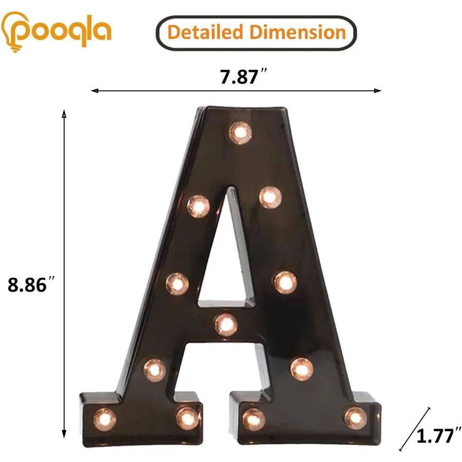 Pooqla تضيء LED حرف سرادق علامة الأبجدية سرادق الحروف مع أضواء لحفل زفاف عيد الميلاد عيد الميلاد ضوء الليل L