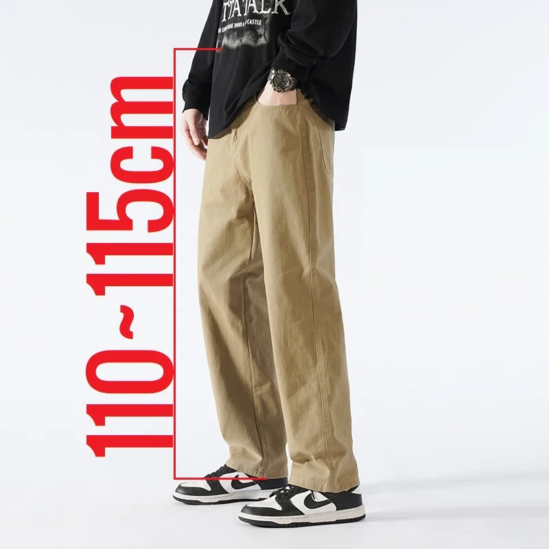 

115 110cm Lengthed Tall Men Pants Straight Chino Trouser Male Summer 100 Cotton Extra Long Leg Length 200cm 190 Cm Thin Teenager