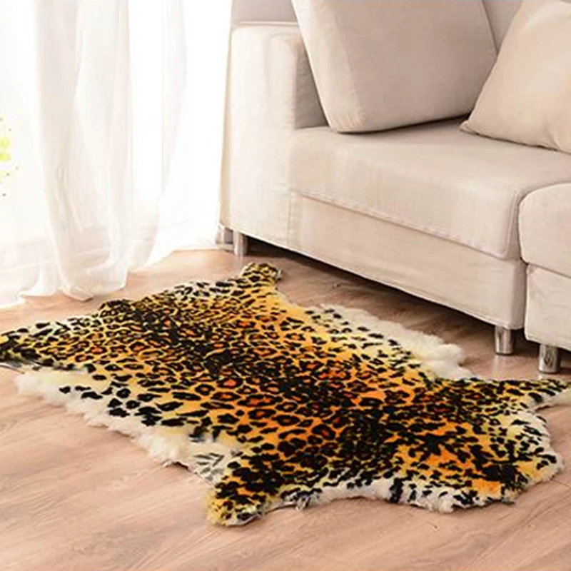 75X110cm Natural Sheepskin Fur Wool Simulation Tiger Leopard Skin Carpet Bay Window Floor Mat Sofa Chair Car Cushion Home Decor