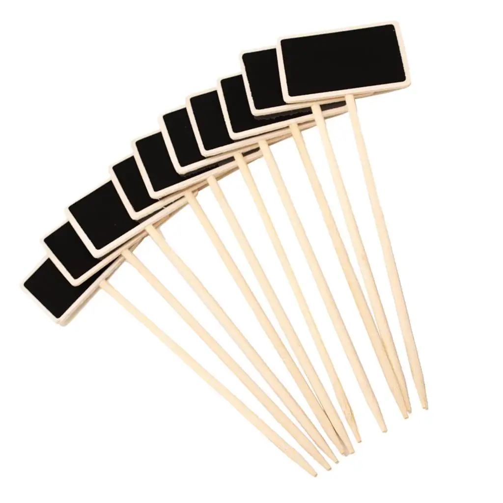 10pcs Wooden Blackboard Chalkboard Plant Stick Price Tags Message Note Board Sticks Chalks