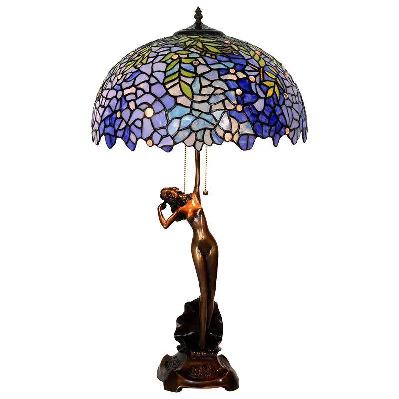 

Vintage all-copper creative colored glass handmade Divani living room table lamp bedroom bedside lamp