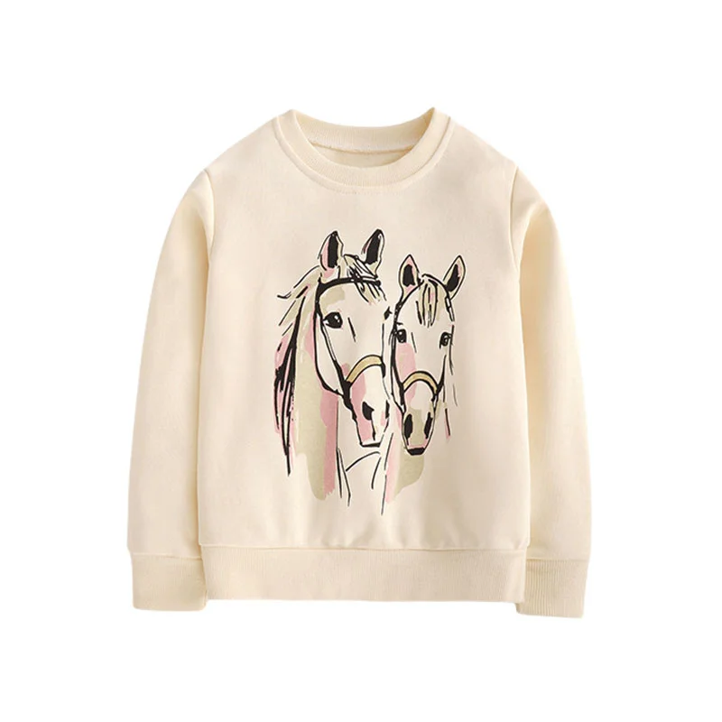 

Jumping Meters 2-7T Horse Printed Girls Sweatshirts Girls Toddler Kids Clothing Autumn Spring Sport Baby Hooded Shirts