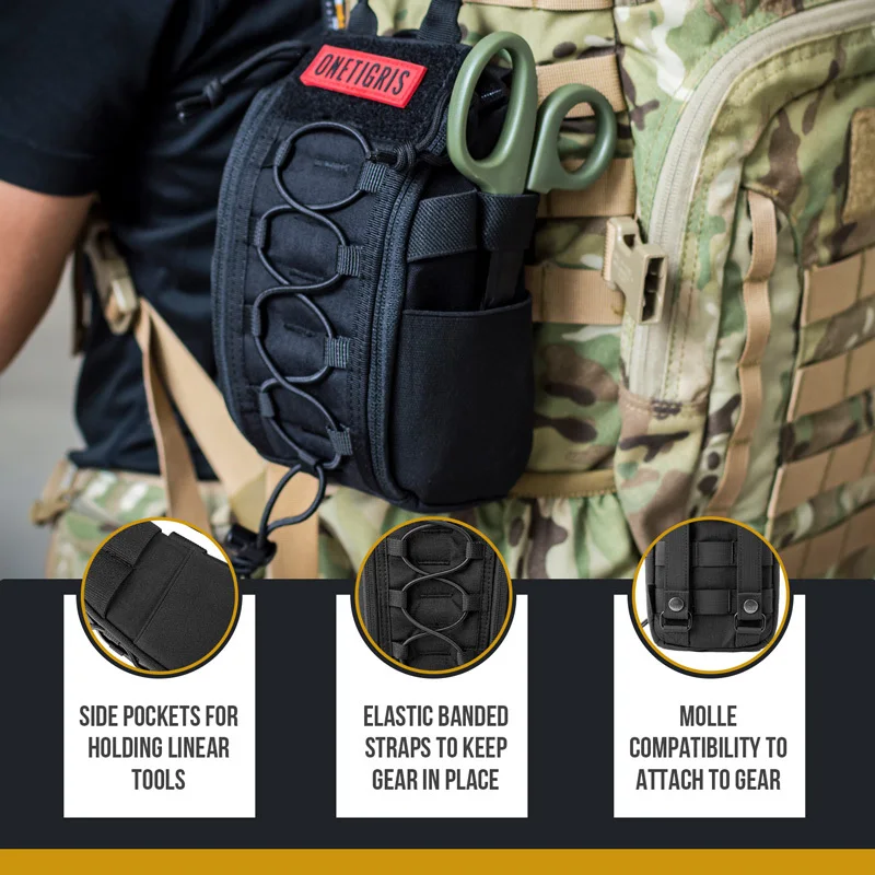 Imagem -03 - Onetigris Ifak Molle Bolsa Bolsa de Primeiros Socorros Tático Bolsas Médicas Admin Kit Trauma Mochila Emt iv Belt Gancho D-ring