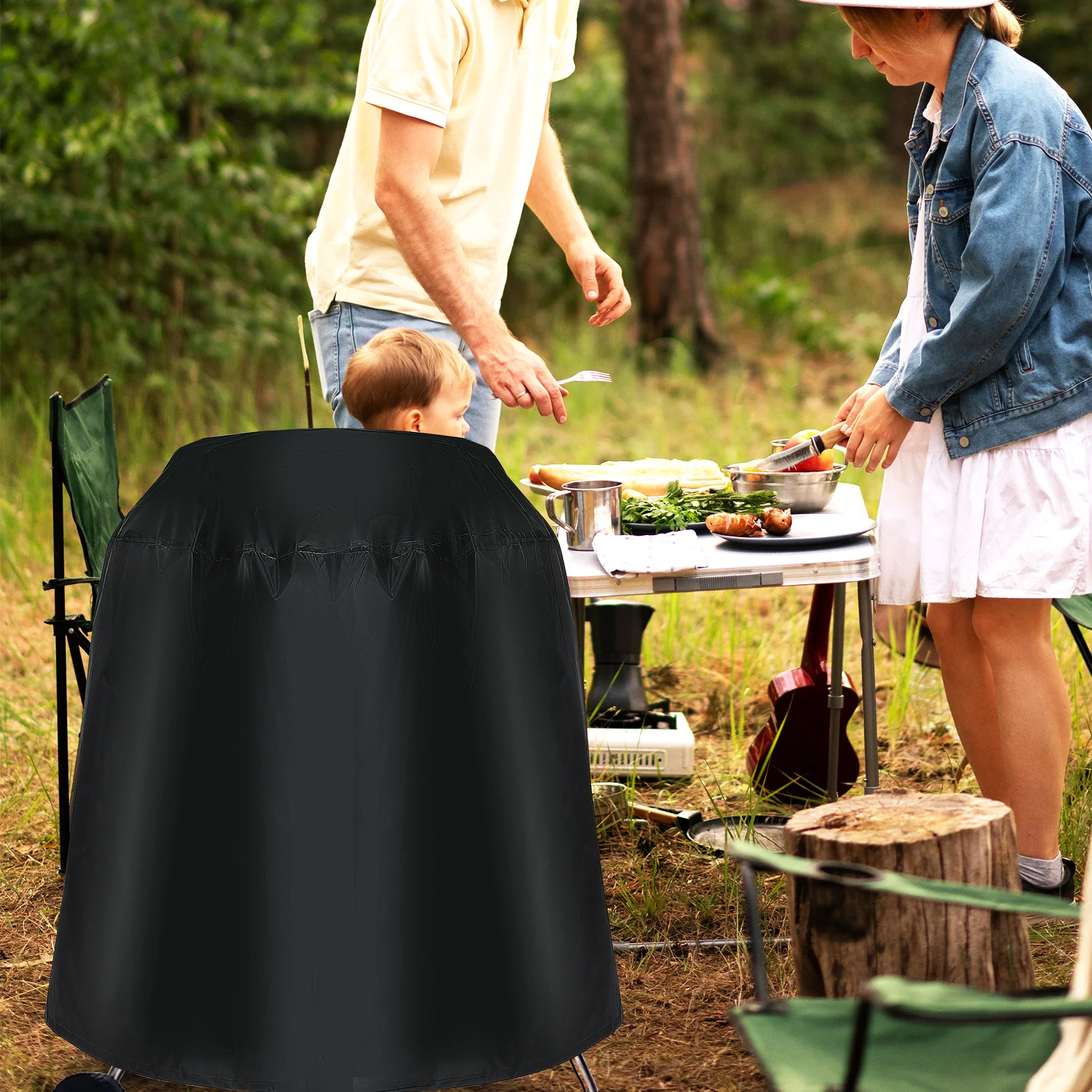 

Waterproof BBQ Cover 70x70cm Outdoor Fire Pit Grill Round Electric Oven Gas Burner Patio Kettle