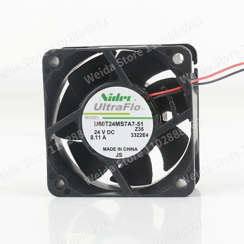 

Original Nidec two-wire 60X60X25MM U60T24MS7A7-51 6025 6CM 24V 0.11A silent variable-speed cooling fan