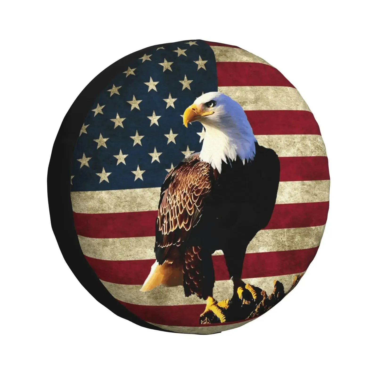 

American Bald Eagle Flag Spare Tire Cover Durable Vinyl Protector for SUV RV Camper Wheel