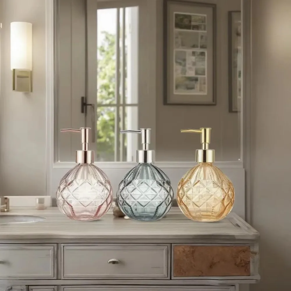 المحمولة 300 مللي موزع الصابون زجاجة الزجاج الصحافة السائل شامبو استحمام زجاجة هلام زجاجات فارغة #5