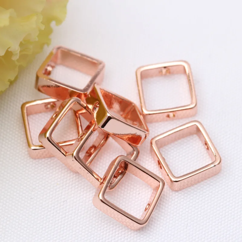 10pcs Gold Plated Brass Square Frame Beads Geometric Link Connectors Loose Spacer Beads For Earring Bracelet DIY Jewelry Making