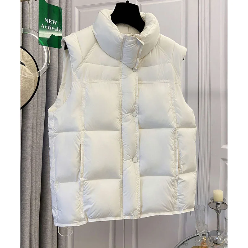 

Women's New Down Cotton-Padded Jacket Vest Women's Autumn Winter New Puffs Short Slim Simple Joker Round Neck Comfortable Coat