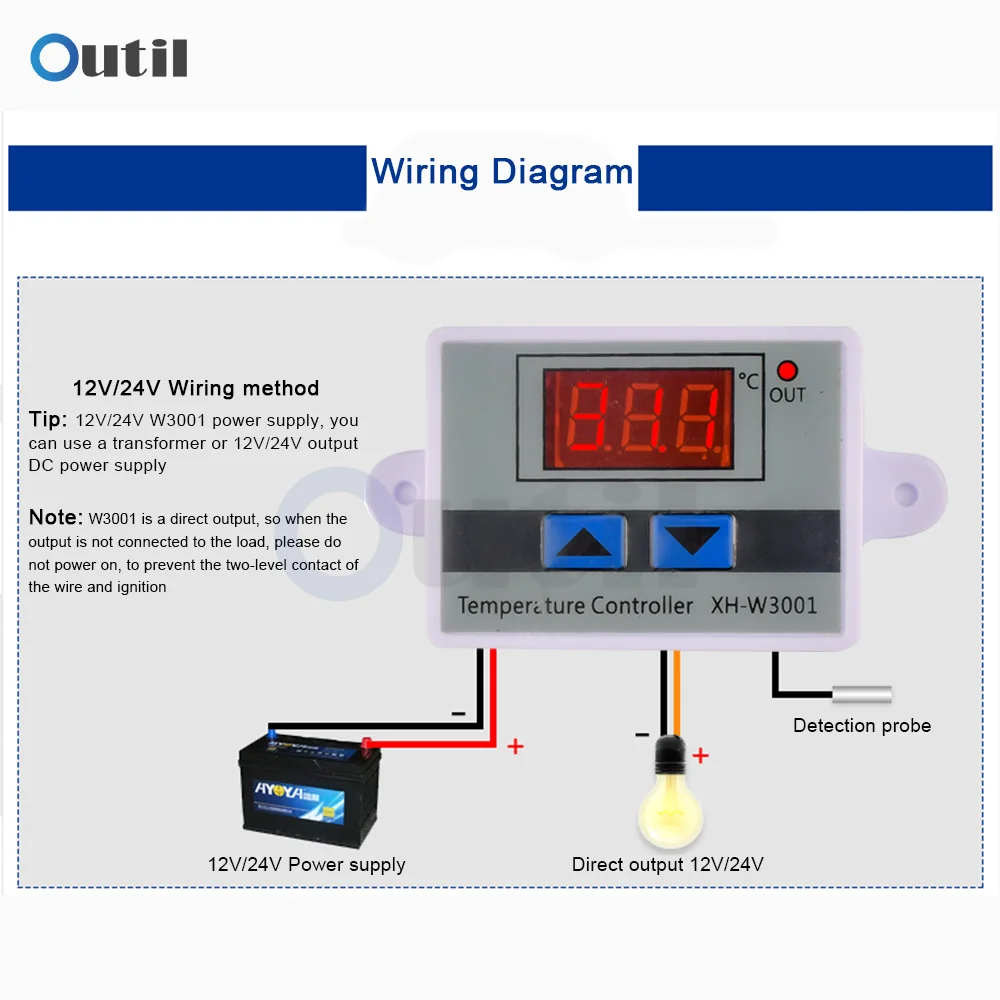 12V 24V 110V 220V W3001 Digital LED Temperature Controller Thermostat Control Switch Thermoregulator Sensor Meter Heating Coolin