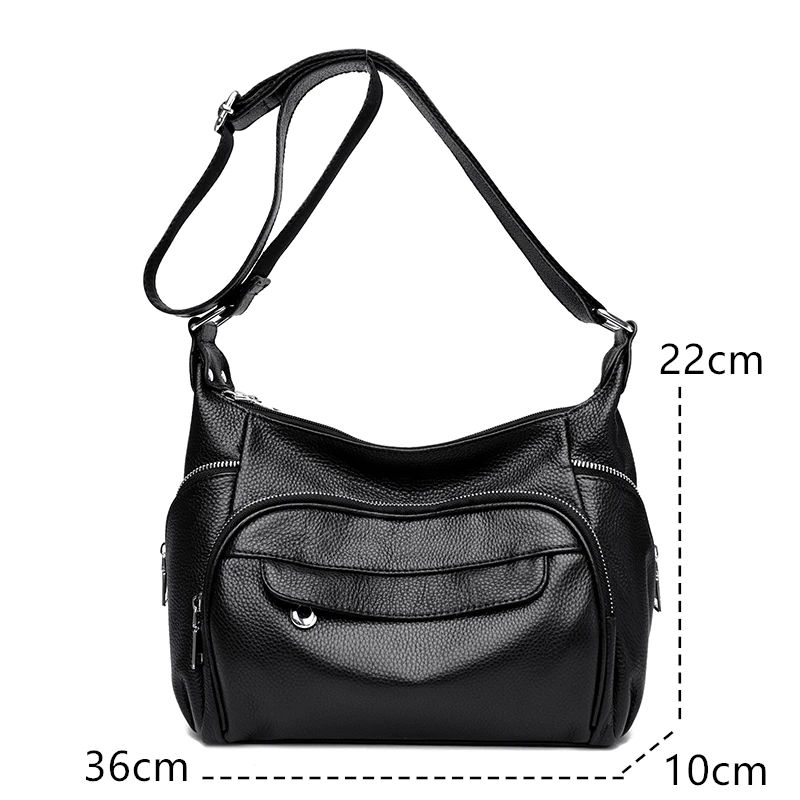 High Quality Soft Genuine Leather Handbag Women Luxury Purse Designer Multi-pocket Crossbody Shoulder Bag Female 2023 CowhideSac