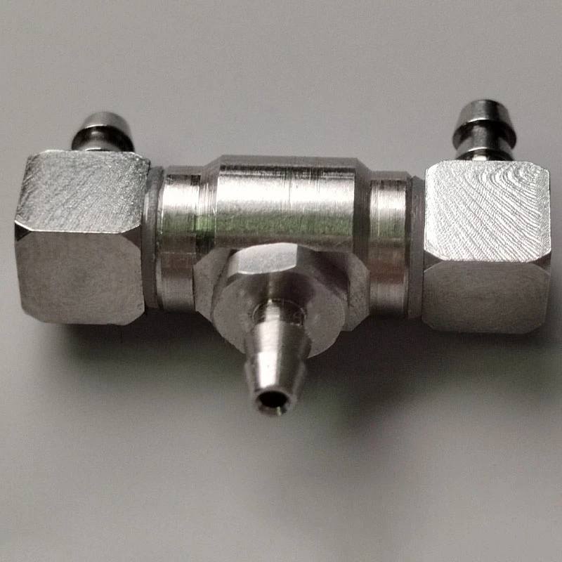 1/14 Maßstab Metall Edelstahl Präzisionsbogenstücke, Gerade Verbindungsstücke, T-Stücke und Öldüsen für RC-Hydraulikmodell-Upgrades – Detail 12