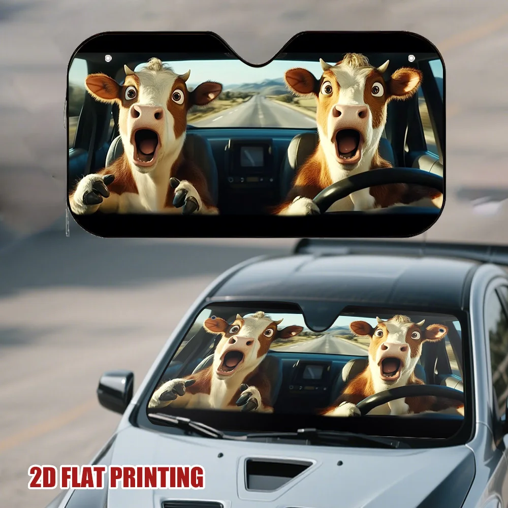 

1pc Cow Car Surprise Car Sun Visor, Quick Sunlight Block, Providing Comfortable In-Car Temperature, Suitable For City Driving An