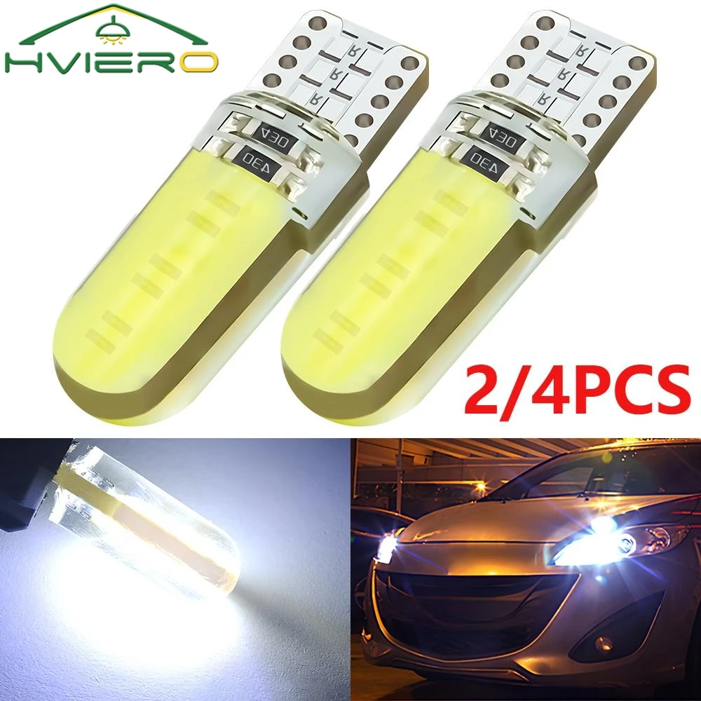 2/4PCS LED COB Bulb Silica Gel Waterproof Wedge Light Auto Marker Reading Parking Dome Lamp 12V Retrofitting Inside Car Lighting