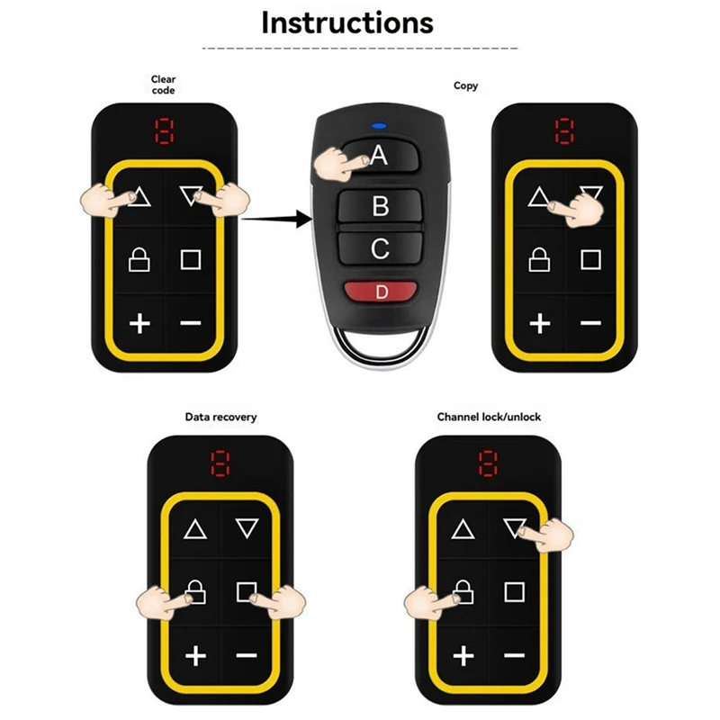 8CH Multi Frequency Garage Door Remote Control 270-868MHZ RF Copy Remote Control Automatically Identify Frequency A