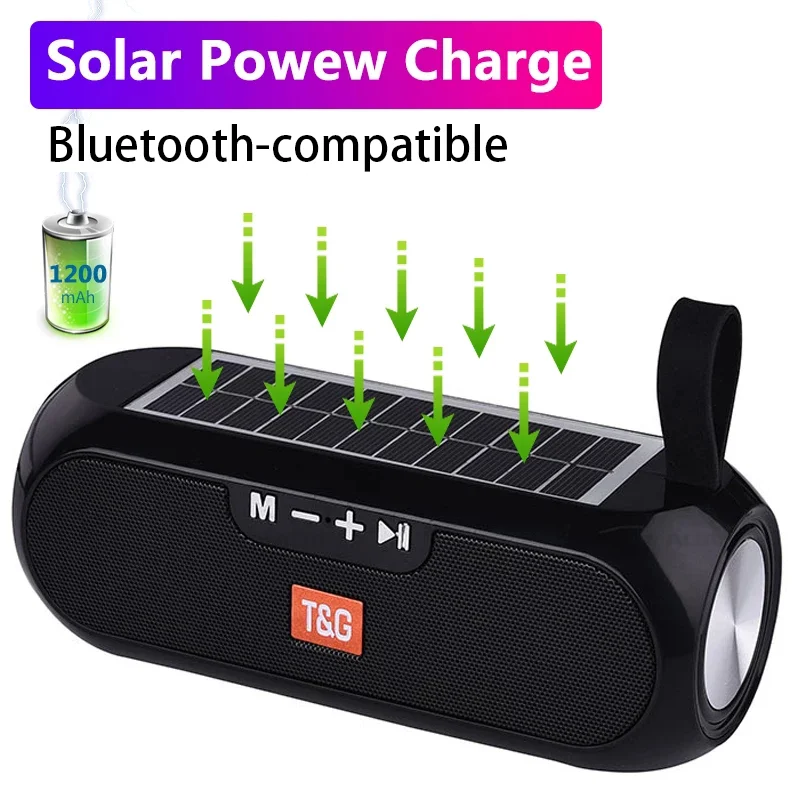 Portable Solar Charging Bluetooth Speaker Waterproof Compatible Stereo Music Box Speaker Power Bank Speaker Portable Speaker