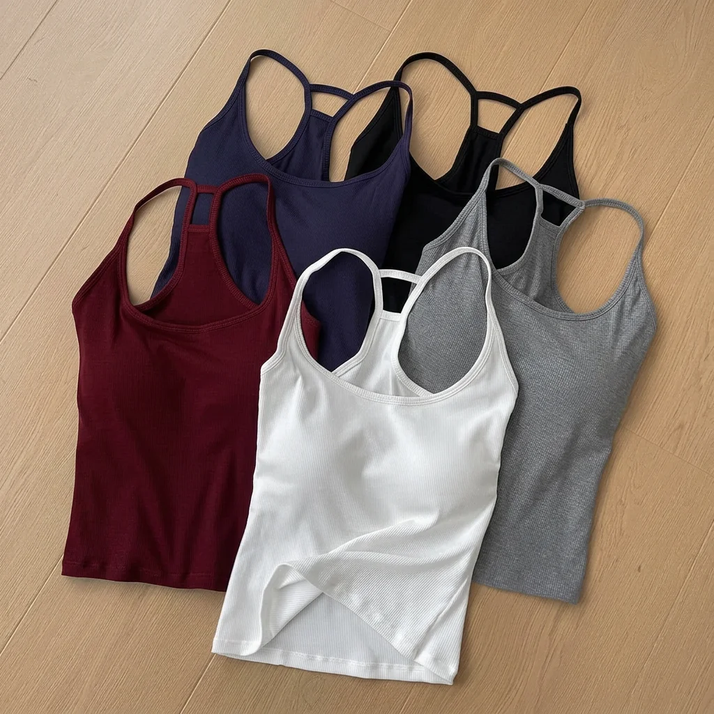 Vest Tank Top Moderate Weight Built-In Bra Camisole Women Camisole Top Breathable Halter Camisole For Daily Outings Casual