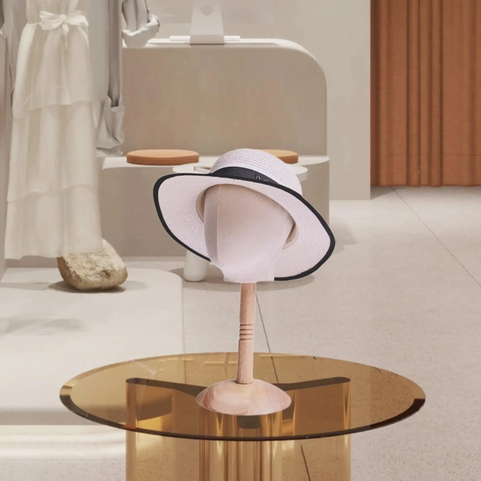 

Wig Head Manikin Head Display Holder Multifunctional with Wood Base Hat Holder Caps Storage Rack for Headdress Jewelry Salon