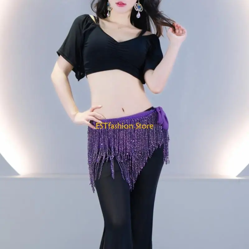 Y5GC Glittering Enhancing Visual Hip Scarf Perfect for Professional Belly Dance Event
