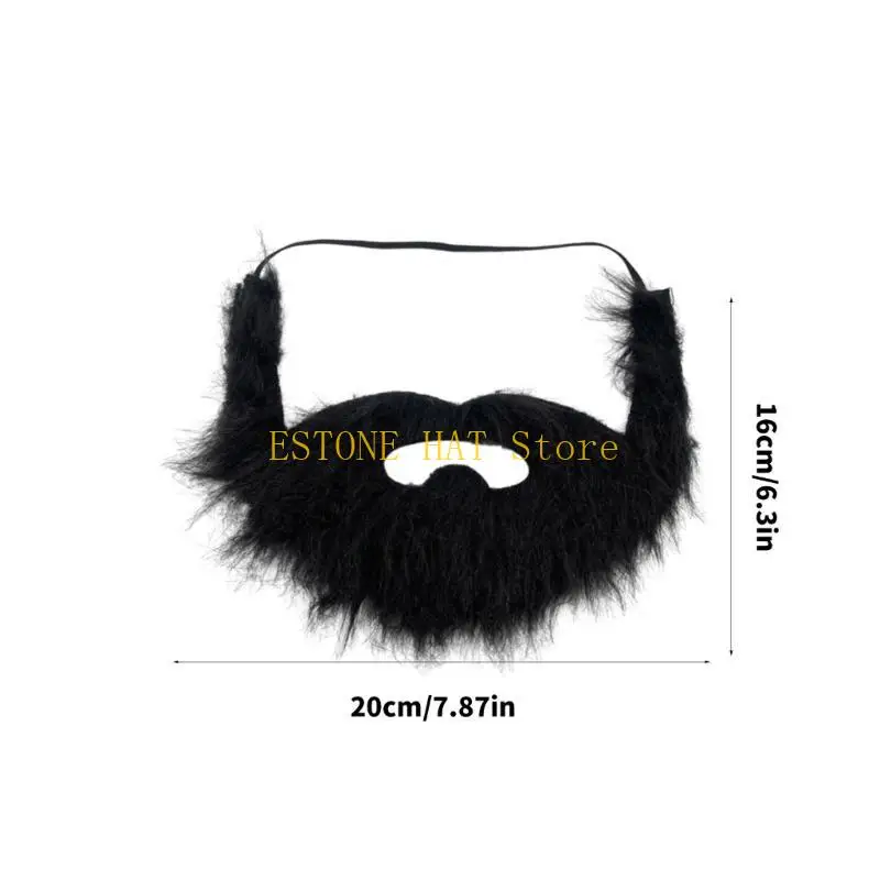 49MF Funny Men Black Fake Beard Moustache, Halloween & Christmas Beards
