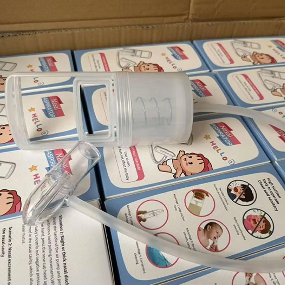 코막힘 완화 수동 유아용 코흡입기 탈착식 부드러운 실리콘 점액 제거기 역류 방지 아기 코 클리너