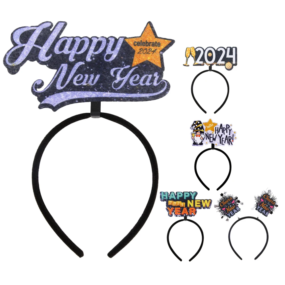 

5pcs New Year Headb 2024 Party Supplies Hair Hoops Photo Props Favors Headdress Storage Solution Practical Design