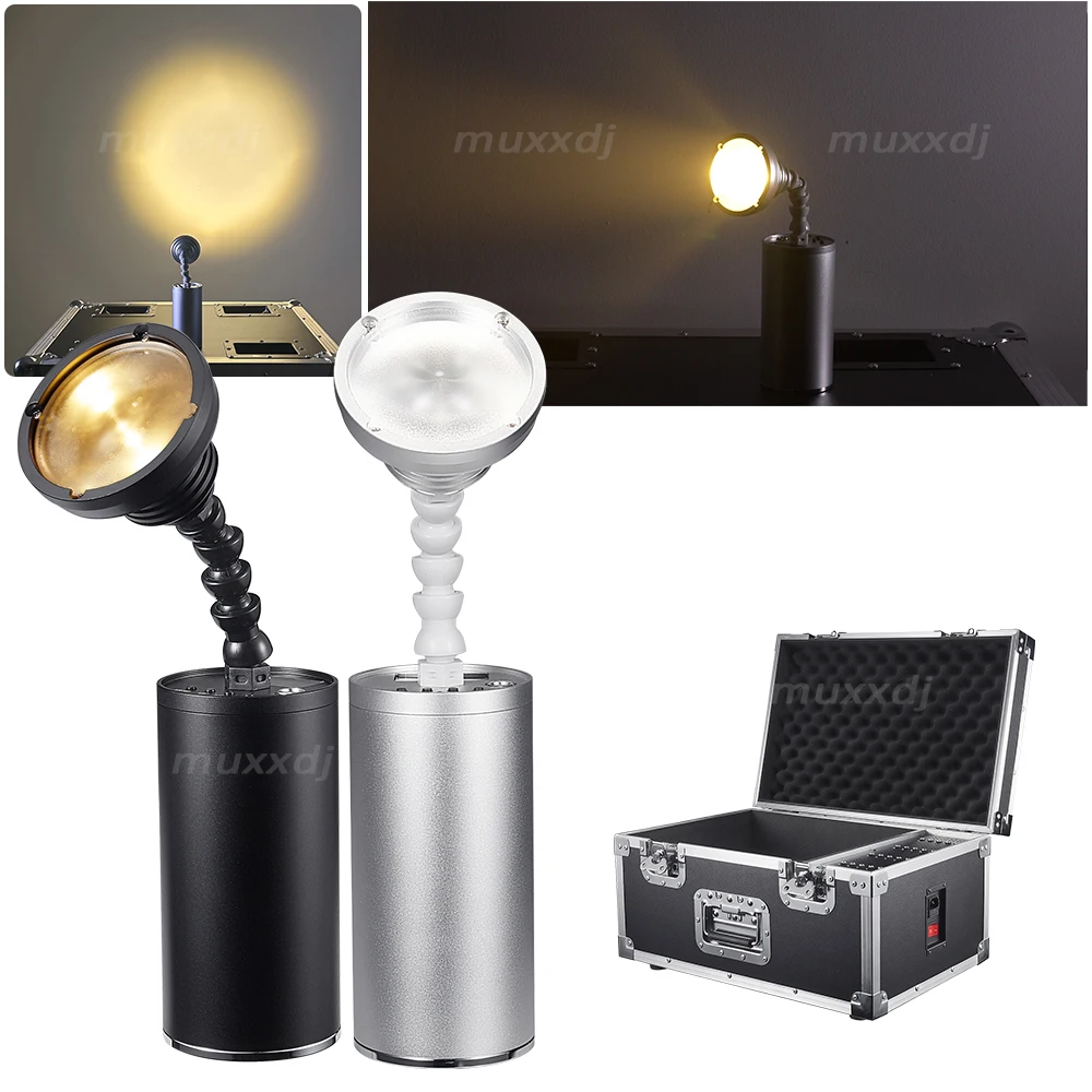 MUXXDJ 20pcs Pin Spot With Zoom 10W Mini Wireless Battery Light Rotatable Magnetic Attraction Uplights for Party Weddi