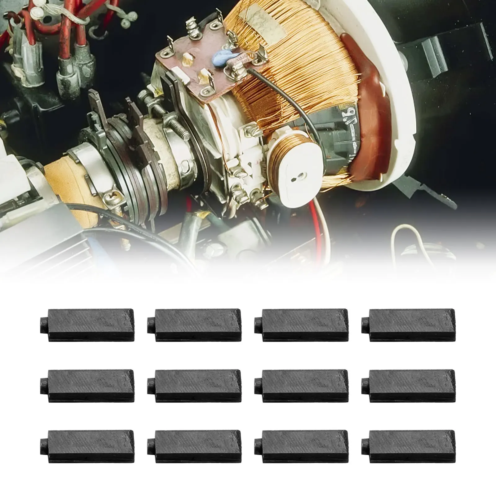 12 Pack Carbon Brushes 4x5.5x17mm for Anchor Engine Electric Hair Dryer and For General Application Motor Systems