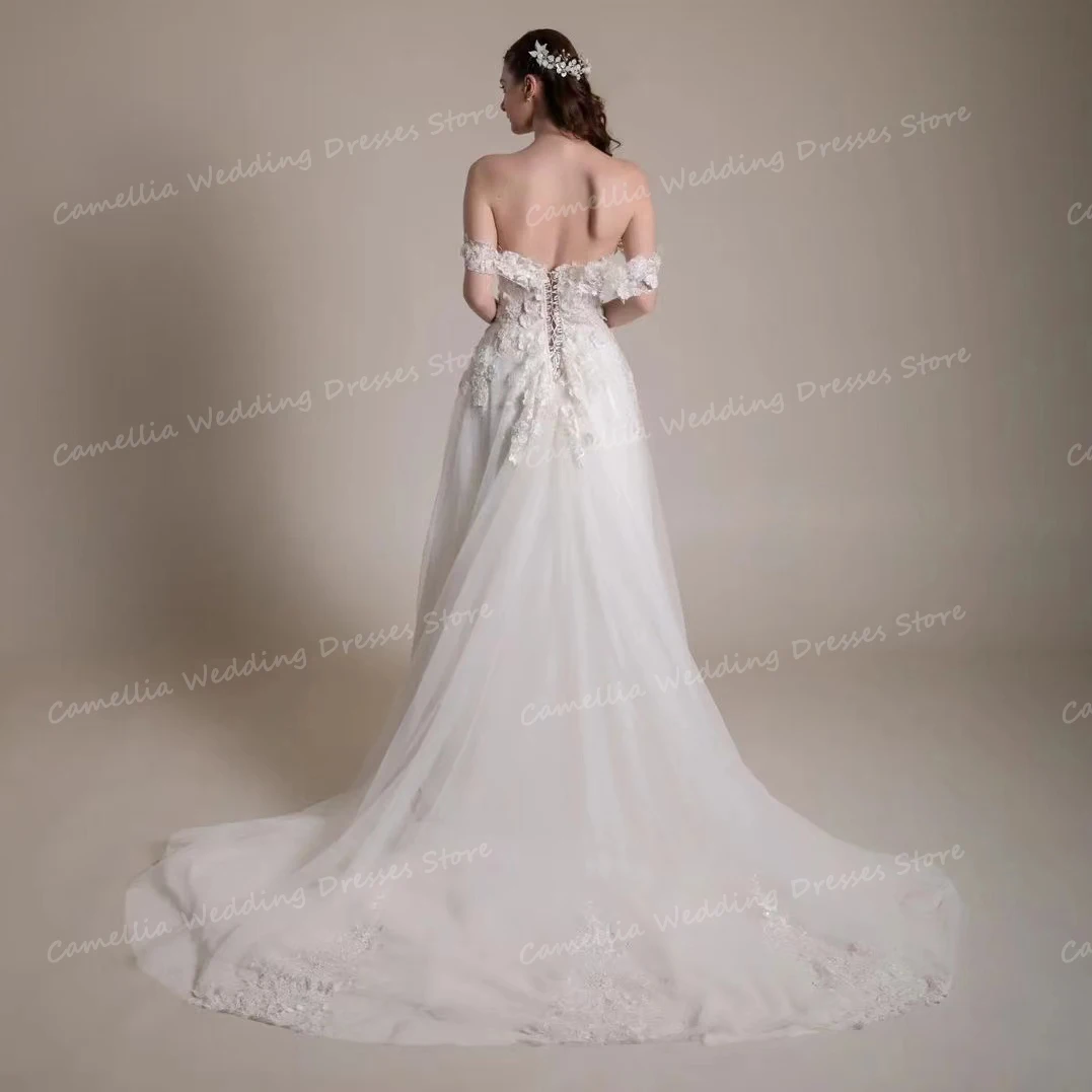 Gaun pernikahan BOHO 2024 sederhana gaun pengantin putri Sweetheart seksi A Line wanita gaun pengantin Tulle Formal