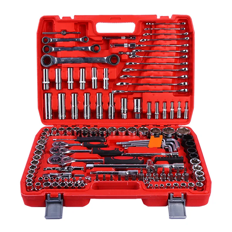 Set of 151pcs Cr-V mechanic ratchet wrench socket combination tool set hand repair tool kits for cars, motorcycles and bicycles