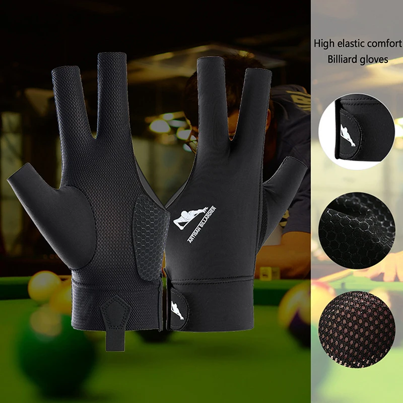 1PC Anti-sweat Billiards Gloves Non-slip Wear-resistant Open 3 Fingers Gloves Light Professional Single Piece Billiards Gloves