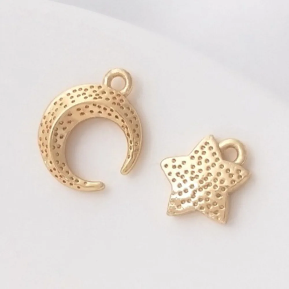 

1Pcs Copper Charms 14K Gold Color Star Moon Pendant Handmade Accessories Drip Diy Earrings Earrings Bracelet Pendant Accessories