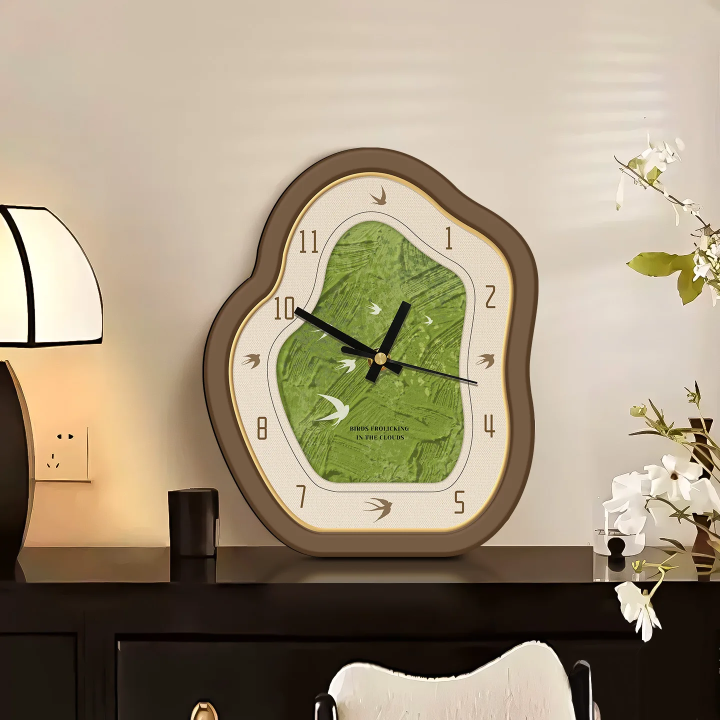 

Clock Photo Frame Tabletop Ornament Luxury Art Decor Modern Living Room Entryway Shelf Home Decor Housewarming Gift