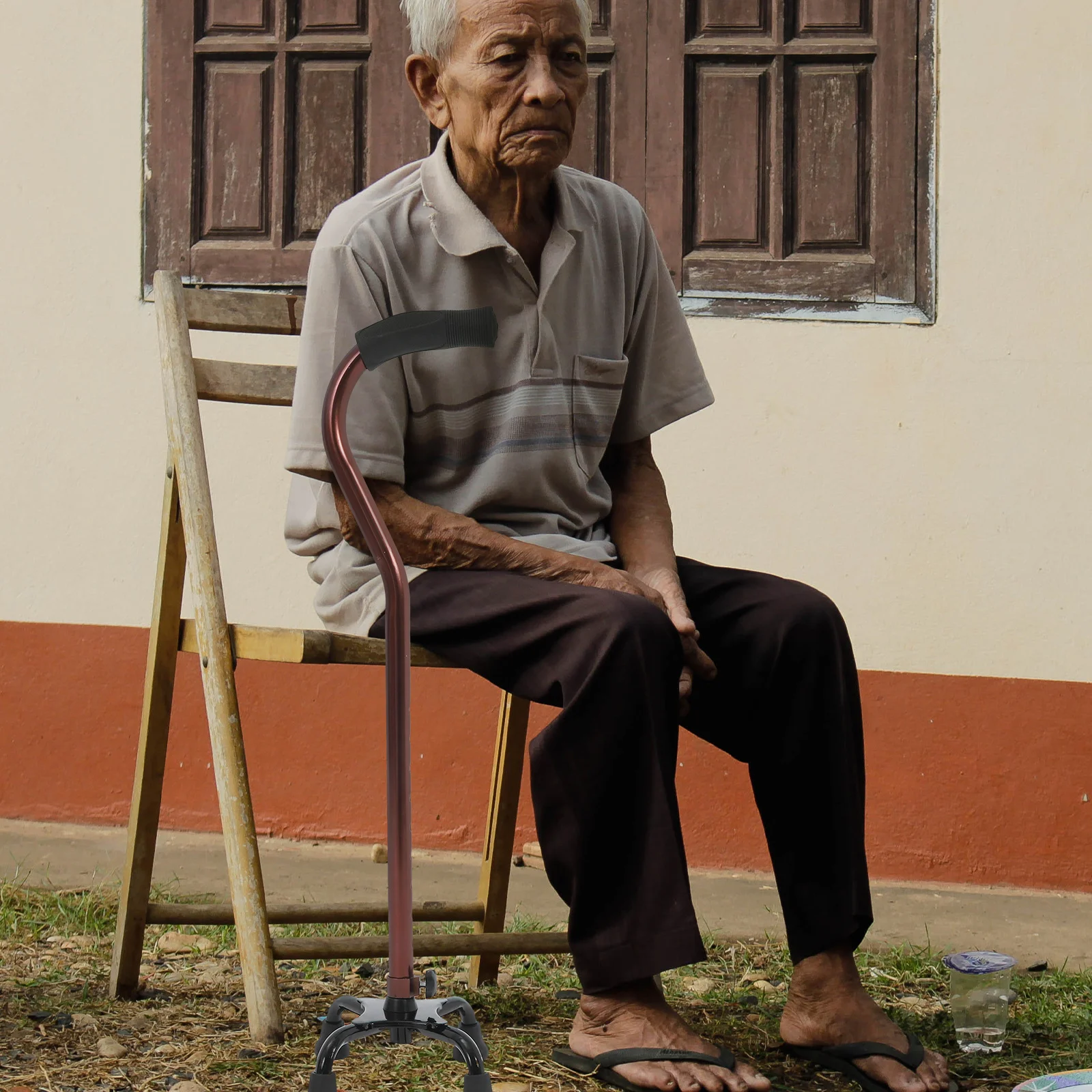 

Four Leg Support Walking Cane Aluminum Alloy Lightweight Stick for Seniors Men Outdoor Mobility Aid