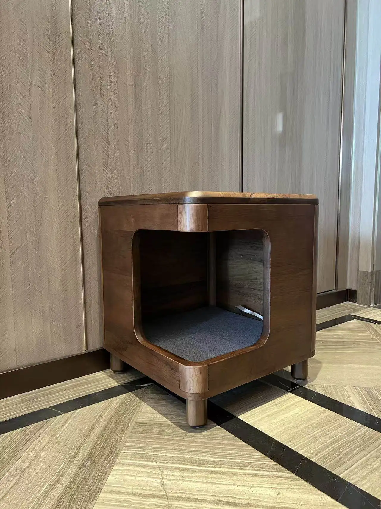 For Solid wood cat kennel bedside table integrated black walnut human pet shared furniture pet side cabinet corner