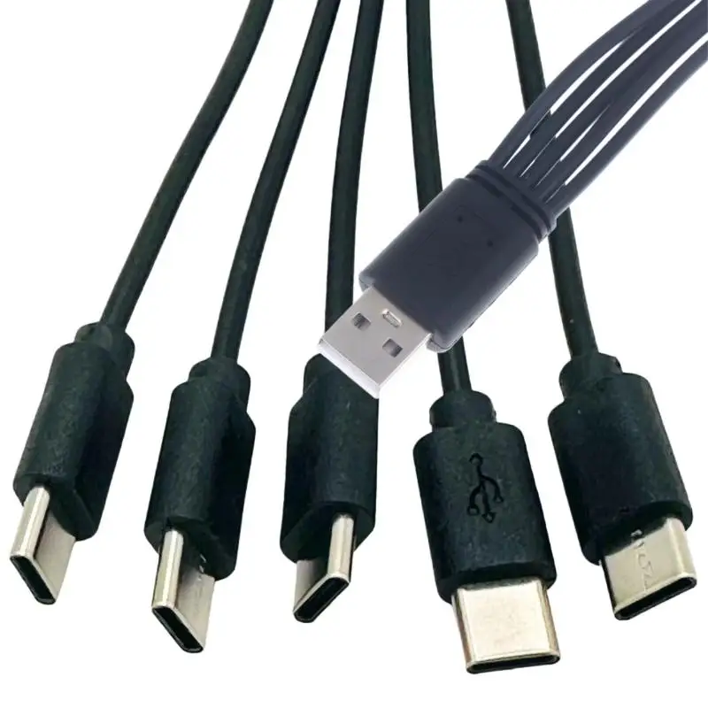 1/2Pcs 20cm USB To Type-c Splitter Adapter Cable 2/3/4/5 Port USB C Splitter Cable USB To Type C Multiple Charging Cable