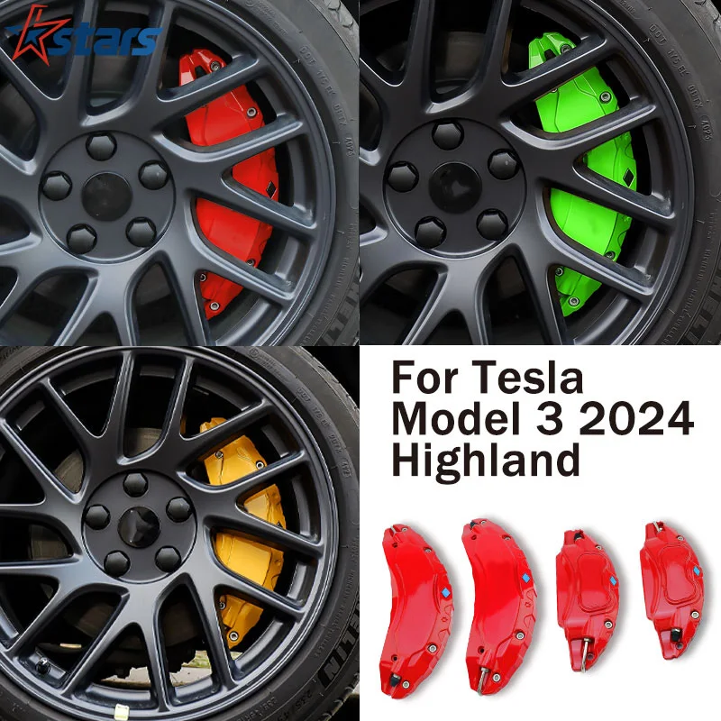 For Tesla 2024 Model 3 Highland Brake Caliper Covers 12 Colors Set of 4 Caliper Covers With Stickers Aluminium Alloy Accessories