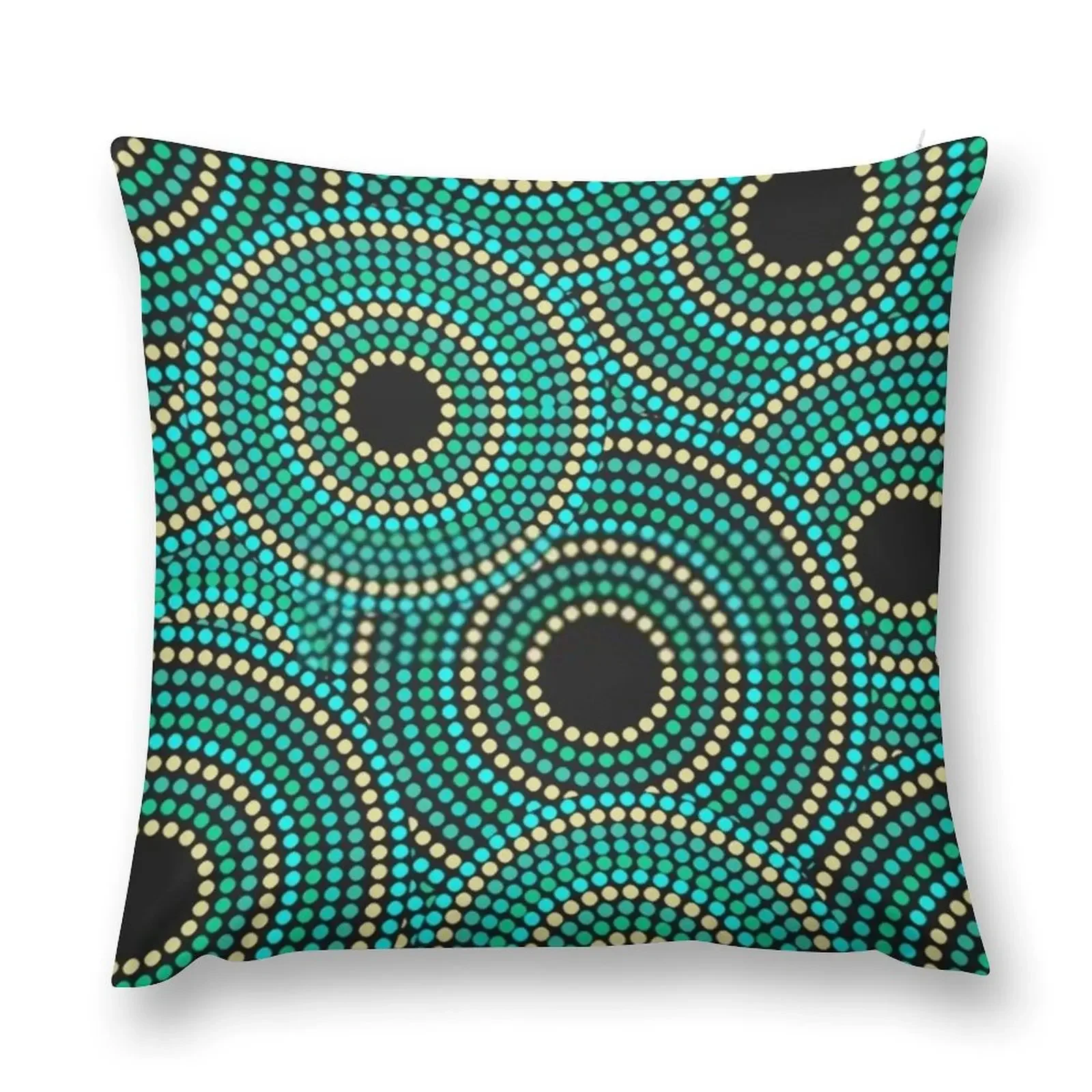 

australian aboriginal circle art, colored dots Throw Pillow New year pillow