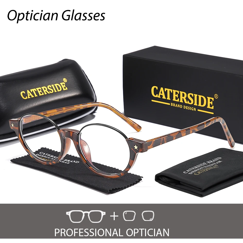 CATERSIDE Retro Women's Prescription Glasses Oval Half Frame Y2K Optical Glasses Men's High Definition Fashion Reading Glasses