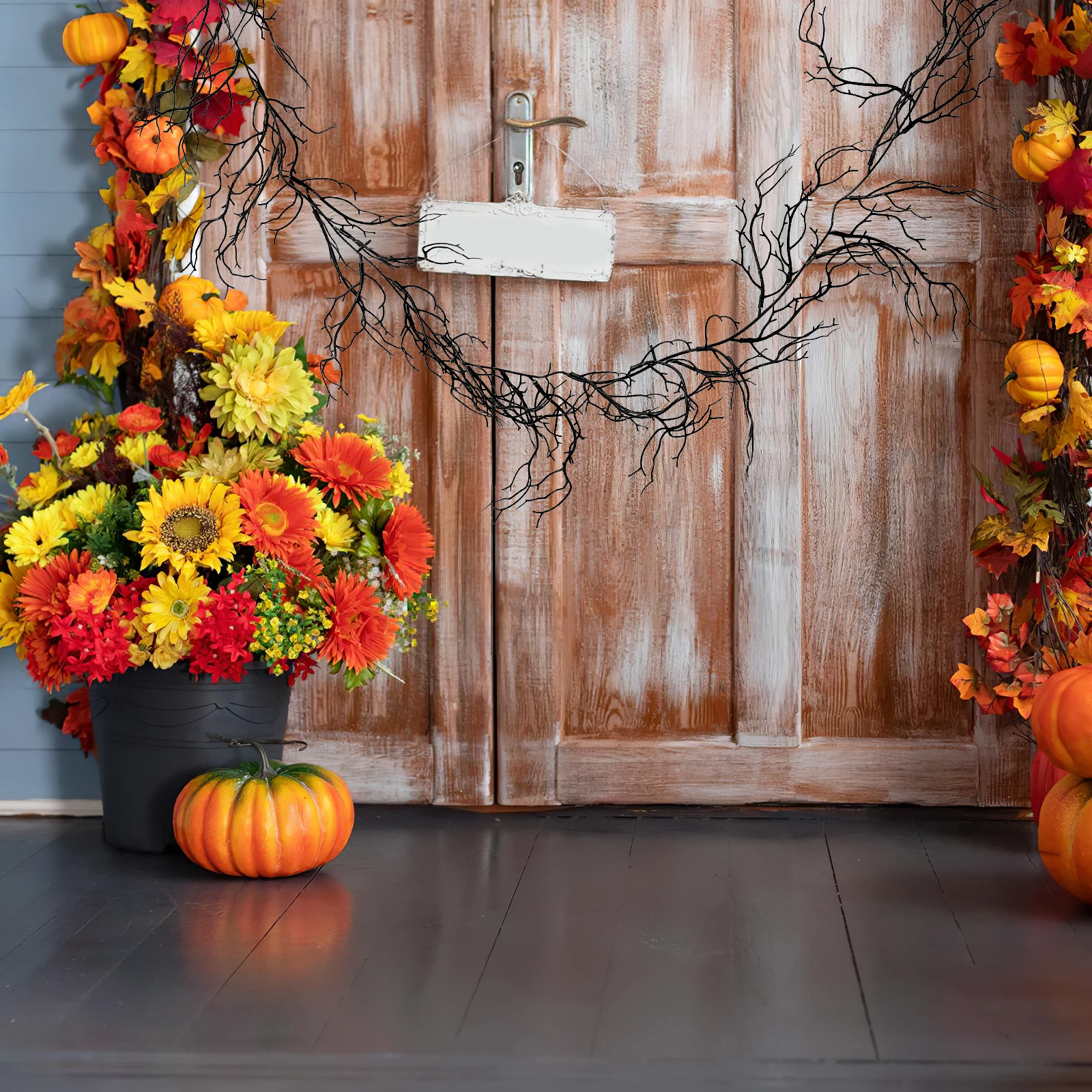 إكليل الكرمة السوداء: فروع الصفصاف الاصطناعية لديكور الهالوين، ديكور فرع مقبرة مرن بطول يدويا، فرع Wispy #2