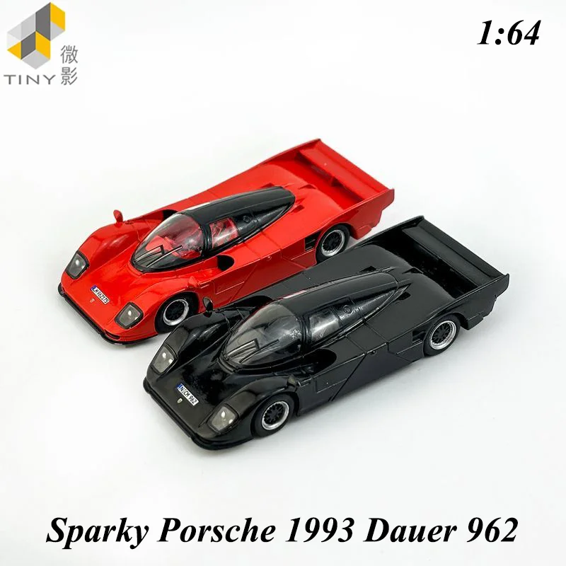 TINY Sparky 1/64 Porsche 1993 Dauer 962 - Modelo de colección de aleación roja y negra