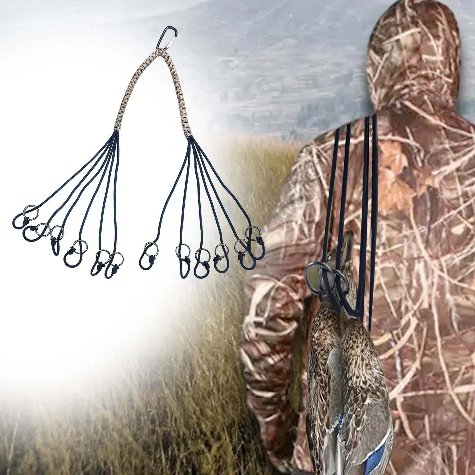 Duck Call Lanyard Paracord Hunting Accessories Game Tote Outdoor with Loops for Hunting Goose Waterfowl Hunter Duck Calls Bird