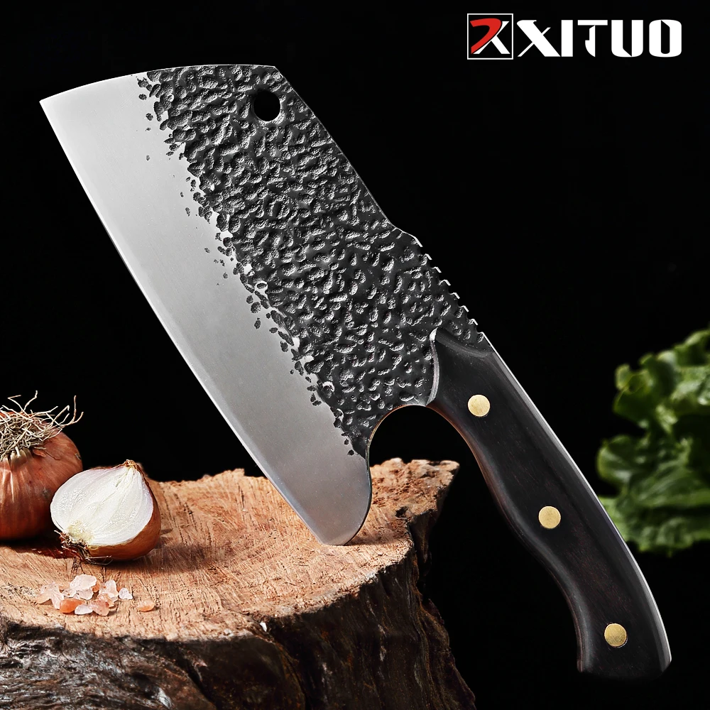 XITUO Handmade Forging Butcher Knife Sharp Kitchen Chef Knife Cooking Cleaver Knives Meat Vegetable Filleting Slicing knife