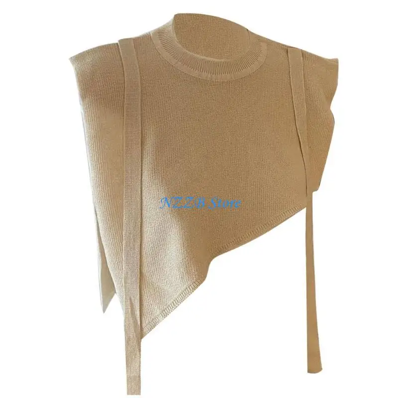 

T21F Women Warm Shawl Knit Collar Scarf Warm Knitted False Shawl Striped Shawl