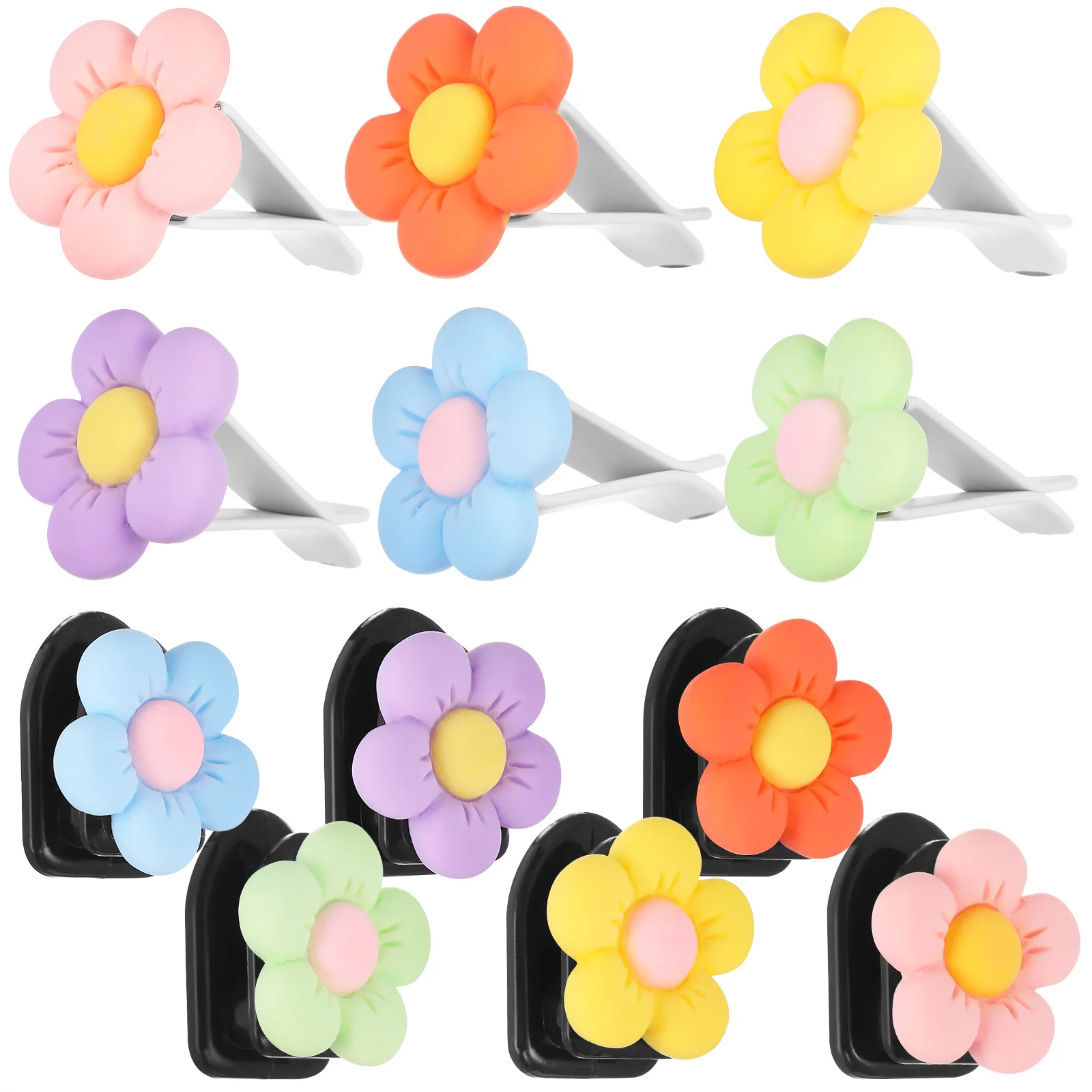 

12 Pcs Flower Vent Clips Car Accessories Colorful Air Freshener Non Slip Design Long Lasting Durability For All Vehicles